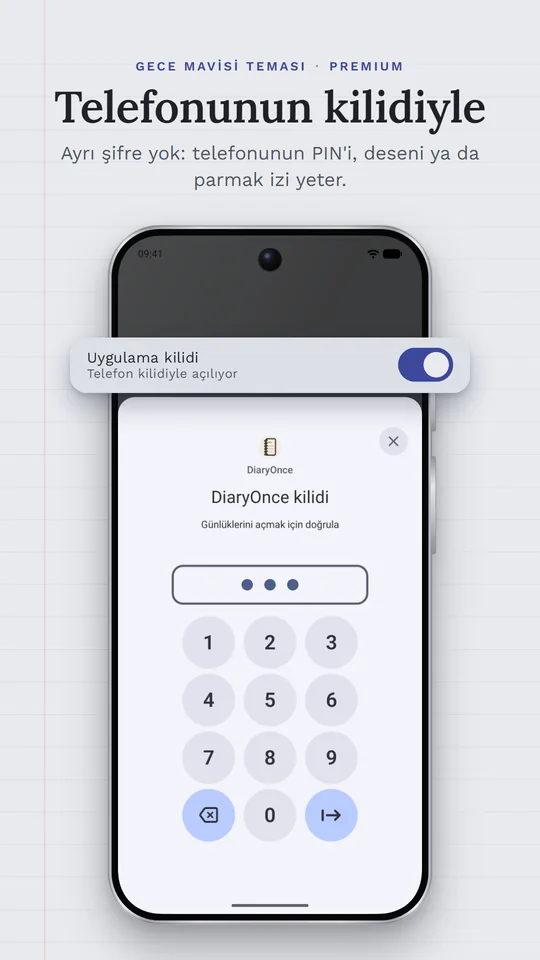 Locked with your phone's lock: the phone's own PIN screen and the app lock setting